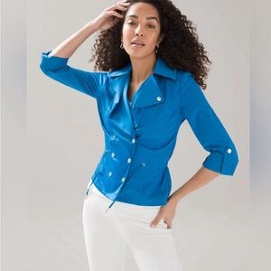 New With Tags White House Black Market drape front moto jacket Sz 0 Ocean 🍁❤️🍂